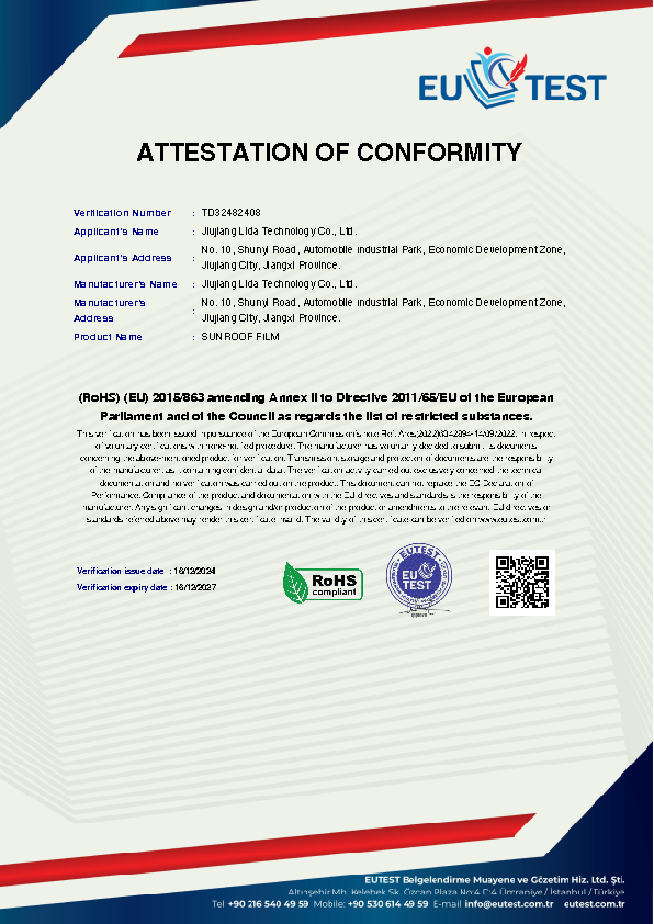 Attestation Of Conformity